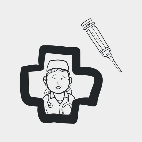 Diseño de atención médica. icono de enfermera. ilustración plana — Vector de stock