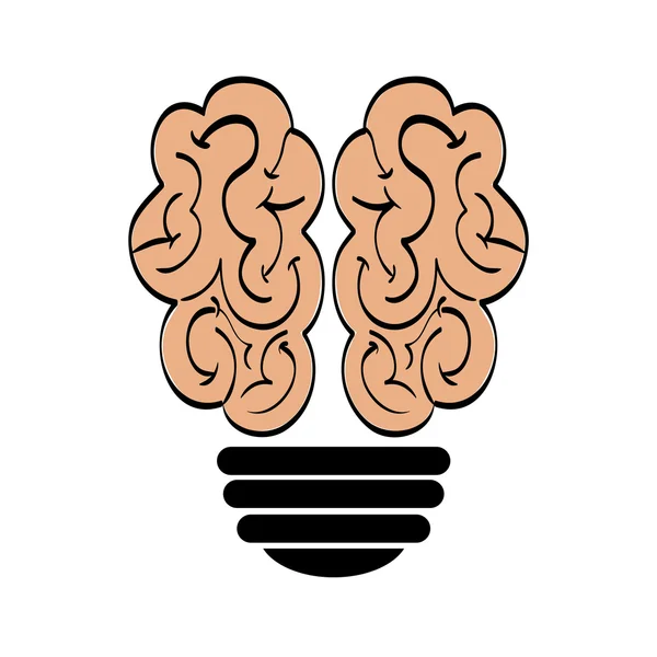Icono del cerebro y la bombilla. Diseño de órganos humanos. Gráfico vectorial — Vector de stock
