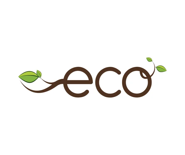 Eco και φύλλο εικονίδιο. Οικολογία σχέδιο. Διανυσματικό γραφικό — Διανυσματικό Αρχείο