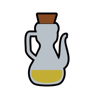 Cam simgesi şişe içinde zeytinyağı. Kavanoz tasarımı. Vektör grafiği