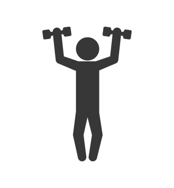 Ağırlık kaldırma simgesi. Sağlıklı yaşam tarzı tasarımı. Vektör grafiği