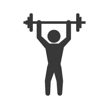 Ağırlık kaldırma simgesi. Sağlıklı yaşam tarzı tasarımı. Vektör grafiği