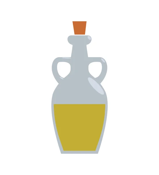 Olivenöl in einer Flasche mit Glassymbol. Gefäßdesign. Vektorgrafik — Stockvektor