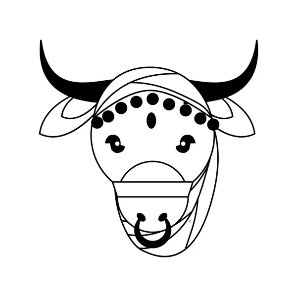 La vaca como icono del animal sagrado. Diseño de cultura india. Gráfico vectorial — Vector de stock