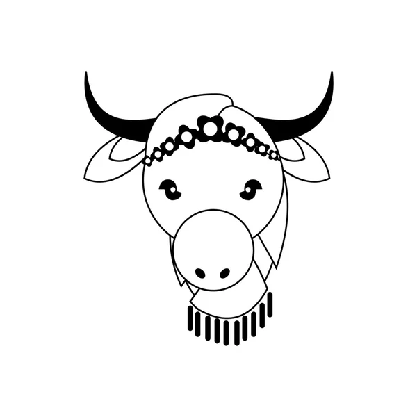 Vache comme icône de l'animal sacré. Design de la culture indienne. Graphique vectoriel — Image vectorielle