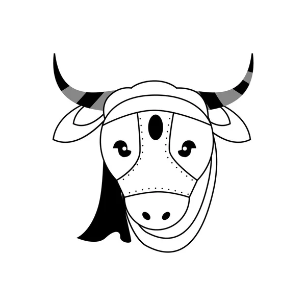Krowa jako święte zwierzę ikona. Indyjska kultura projekt. Grafika wektorowa — Wektor stockowy