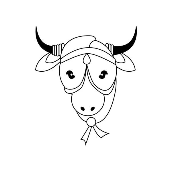 La vaca como icono del animal sagrado. Diseño de cultura india. Gráfico vectorial — Archivo Imágenes Vectoriales