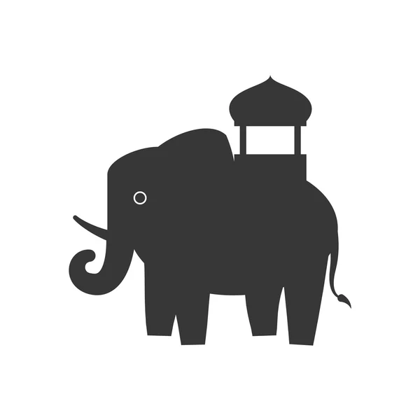 Elefante como ícone de animal sagrado. Desenho da cultura indiana. Vector gr — Vetor de Stock