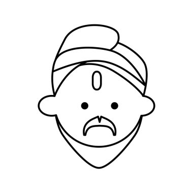 Karikatür adam simgesi. Hint Kültürü tasarımı. Vektör grafiği