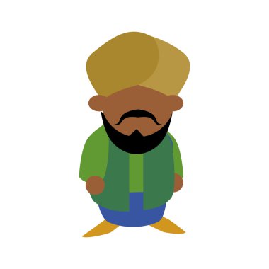 Karikatür adam simgesi. Hint Kültürü tasarımı. Vektör grafiği