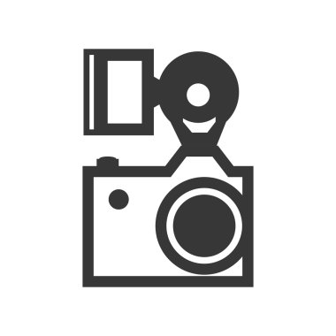 Fotoğraf makinesi ile birden parlamak simgesi. Gadget tasarım. Vektör grafiği