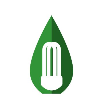 Ampul ve damla simgesi. Eko ve koruma tasarımı. Vektör grafiği