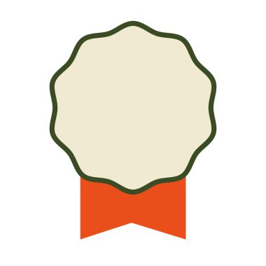 Mühür damgası ve şerit simgesi. Etiket kavramı. Vektör grafiği