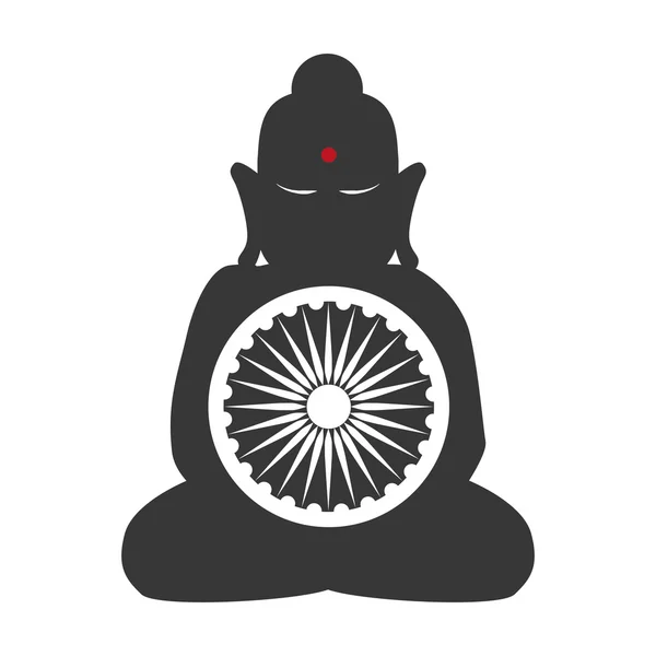 Icono de Buddha. Diseño de cultura india. Gráfico vectorial — Vector de stock
