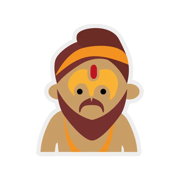 Icono de hombre de dibujos animados. Diseño de cultura india. Gráfico vectorial — Vector de stock