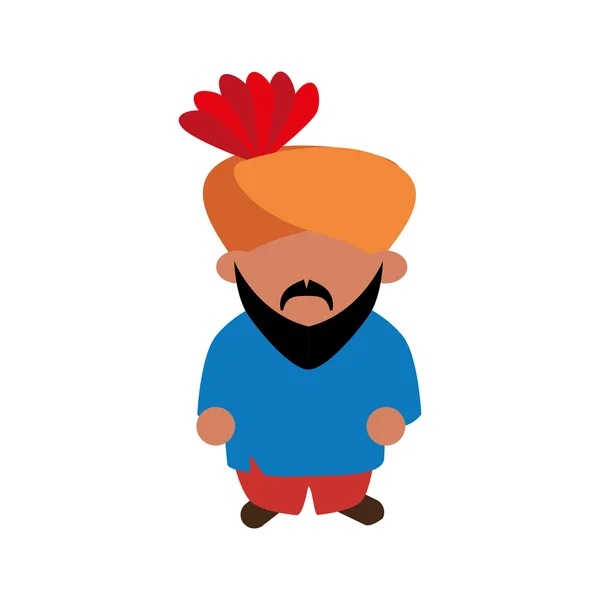 Icono de hombre de dibujos animados. Diseño de cultura india. Gráfico vectorial — Vector de stock