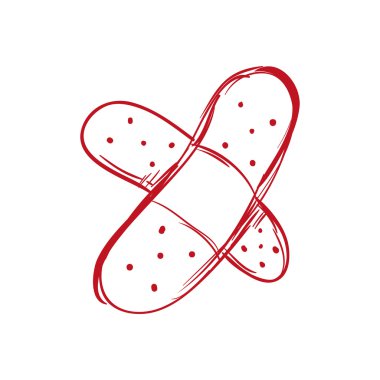 Kırmızı bandajı simgesi. Tıbbi bakım kavramı. Vektör grafiği