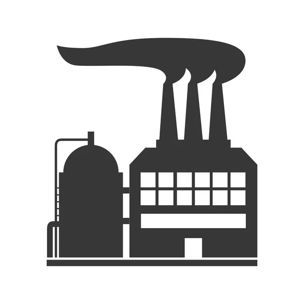 Icono de edificio de planta. Diseño industrial. Gráfico vectorial — Archivo Imágenes Vectoriales