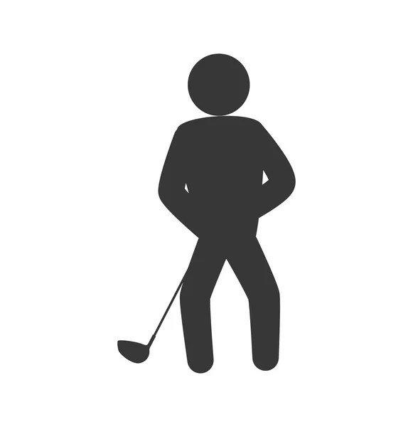Clube de golfe e ícone pictograma. Conceito desportivo. Gráfico vetorial — Vetor de Stock