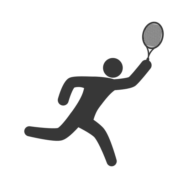 Raqueta de tenis y pictograma icono. Concepto deportivo. Gráfico vectorial — Vector de stock