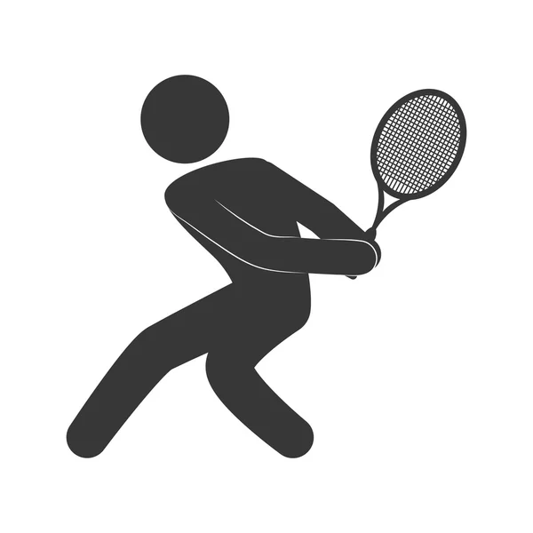 Raqueta de tenis y pictograma icono. Concepto deportivo. Gráfico vectorial — Vector de stock