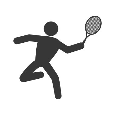 Tenis raket ve piktogram simgesi. Spor konsepti. Vektör grafiği