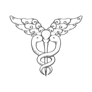 Caduceus simgesi. Tıbbi ve Sağlık Hizmetleri. Vektör grafiği