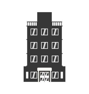 Bina siluet simge. Otel tasarımı. Vektör grafiği