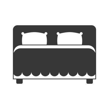 Yatak simgesi. Oda tasarım. Vektör grafiği