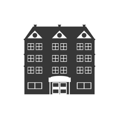 Bina siluet simge. Otel tasarımı. Vektör grafiği