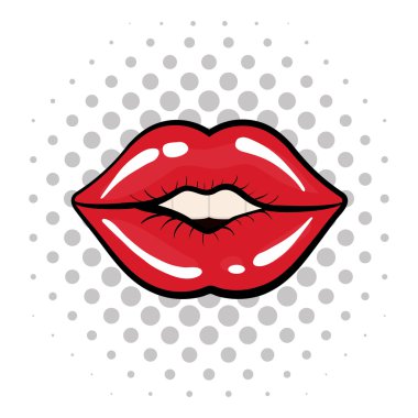 Kadın ağız simgesi. Pop sanat tasarım. Vektör grafiği
