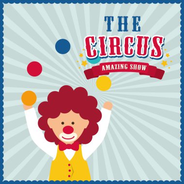 Palyaço simgesi. Sirk ve karnaval tasarım. Vektör grafiği