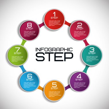 Bilgi grafiği simgesi. Adım tasarımı. Vektör grafiği