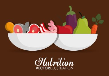 Gıda simgesi seti. Beslenme ve Organik tasarım. Vektör grafiği