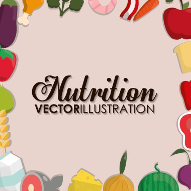 Gıda simgesi seti. Beslenme ve Organik tasarım. Vektör grafiği