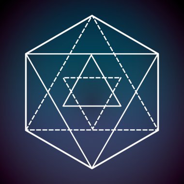 Kutsal geometri simgesi. Beyaz Şekil tasarımı. Vektör grafiği