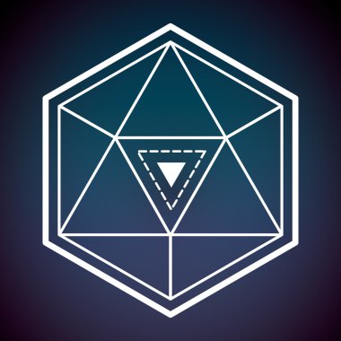 Kutsal geometri simgesi. Beyaz Şekil tasarımı. Vektör grafiği