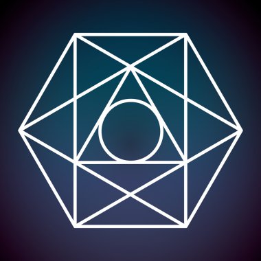 Kutsal geometri simgesi. Beyaz Şekil tasarımı. Vektör grafiği
