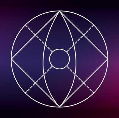 Kutsal geometri simgesi. Beyaz Şekil tasarımı. Vektör grafiği