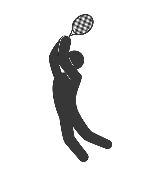 Raquette de tennis et icône pictogramme. Concept sportif. Graphique vectoriel — Image vectorielle