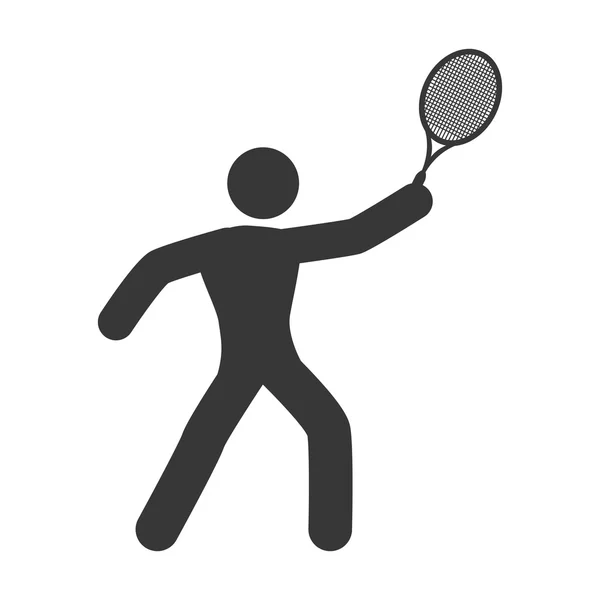 Raqueta de tenis y pictograma icono. Concepto deportivo. Gráfico vectorial — Vector de stock