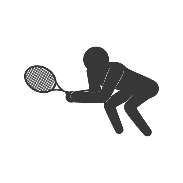 Raqueta de tenis y pictograma icono. Concepto deportivo. Gráfico vectorial — Vector de stock