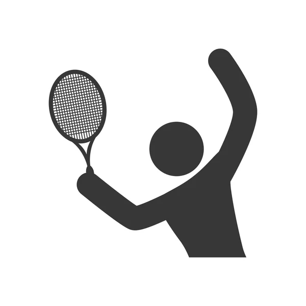 Tennisschläger und Piktogramm-Symbol. Sportkonzept. Vektorgrafik — Stockvektor