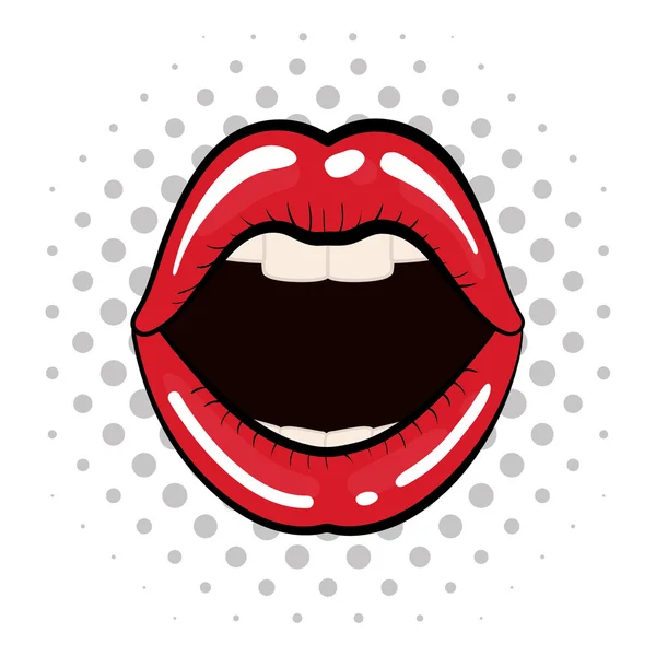 Icône de la bouche féminine. Pop art design. Graphique vectoriel — Image vectorielle