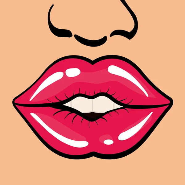 Icono de boca femenina. Diseño de arte pop. Gráfico vectorial — Vector de stock