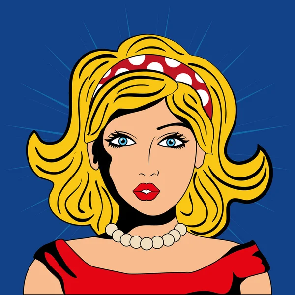 Kız çizgi film simgesi. Pop sanat tasarım. Vektör grafiği