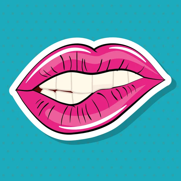Icono de boca femenina. Diseño de arte pop. Gráfico vectorial — Vector de stock