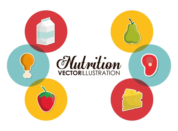 Mat Ikonuppsättning. Nutrition och ekologisk design. Vektorgrafik — Stock vektor