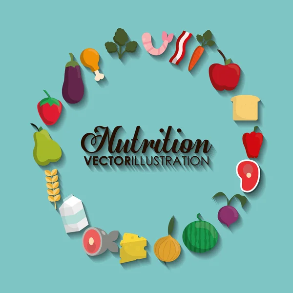 Conjunto de iconos de comida. Nutrición y diseño orgánico. Gráfico vectorial — Vector de stock