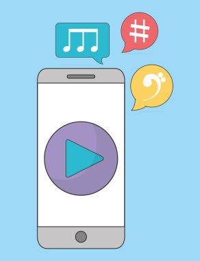 Akıllı telefon ve oyun simgesi. Müzik online ve Teknoloji. Vektör gr